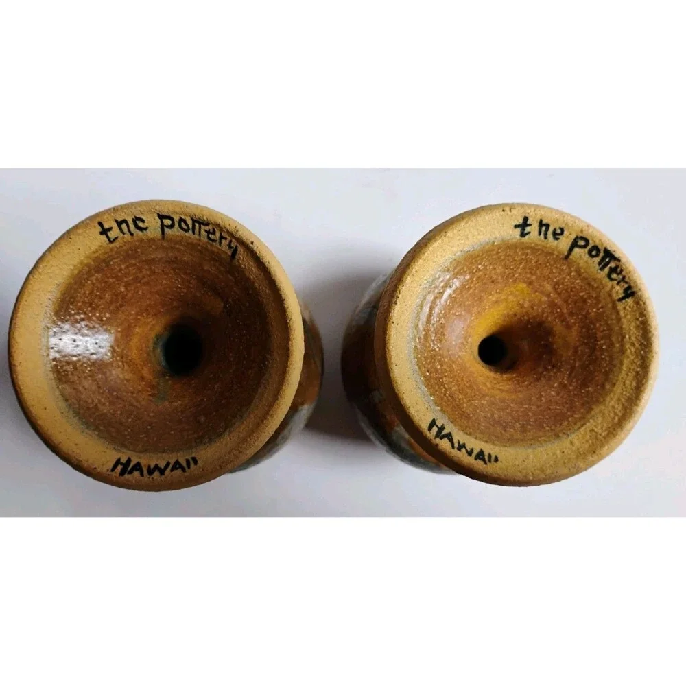 Vintage 1970s The Pottery Hawaii Steak House Stoneware Wine Goblets Pair
